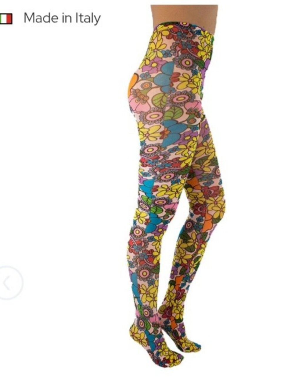 NEW Pamela Mann Womens One Size Floral Flower Power Retro 1960s Printed Tights